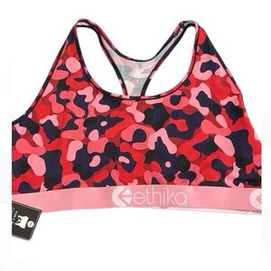 Ethika Camo Sports Bra New Plus Size Pink Multi